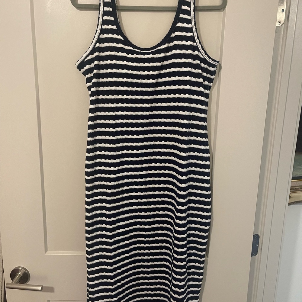 Striped navy and White Sleeveless Dress
